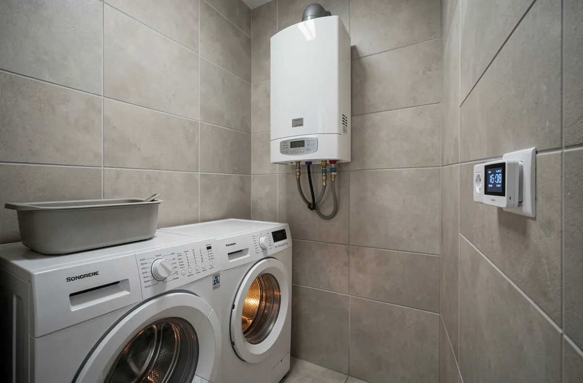 Lave-linge et chauffe-eau électrique en fonctionnement automatique pendant les heures creuses EDF