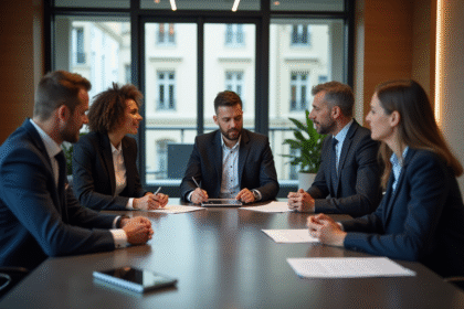 Groupe de conseillers d'affaires à Paris en réunion