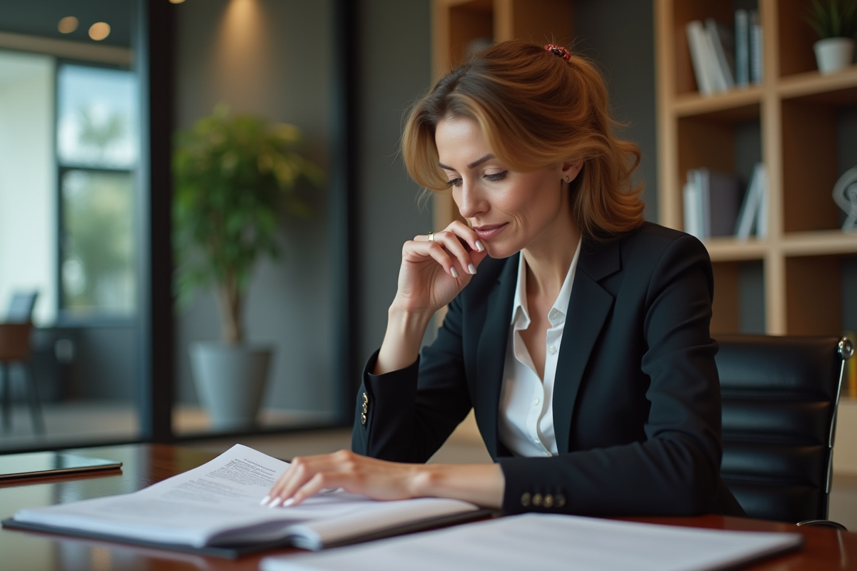 Femme d affaires concentrée à son bureau