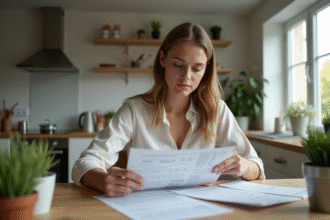 Femme en train de revoir ses documents de pret