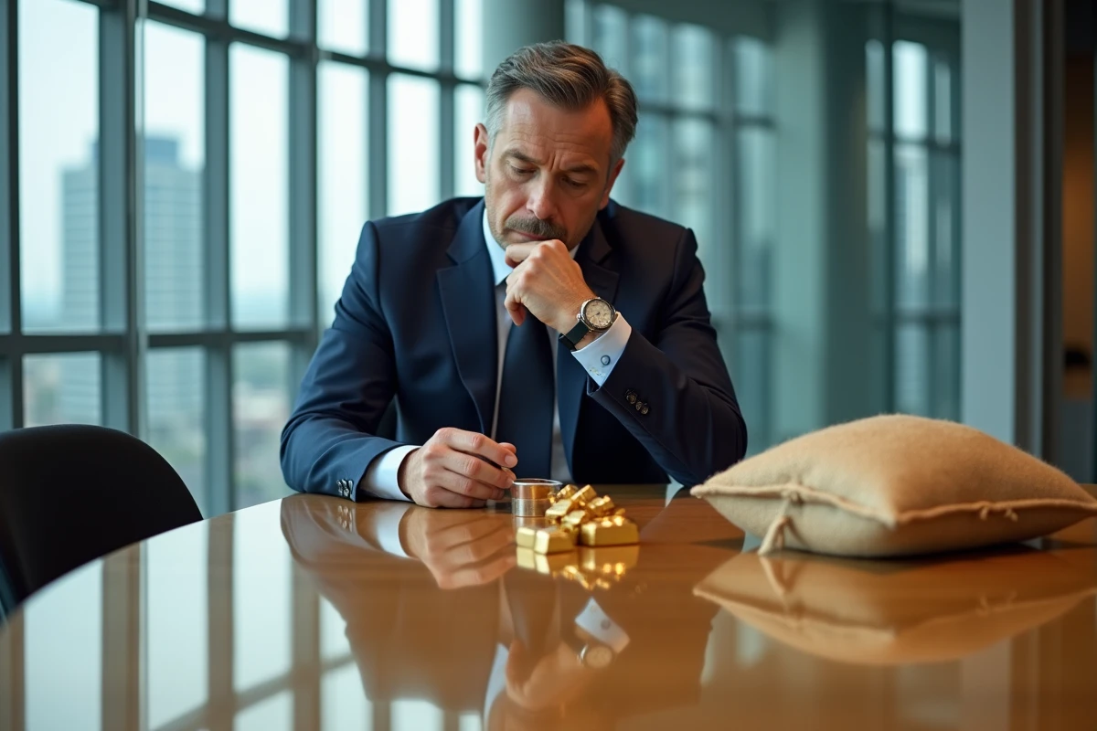 Homme en costume analysant des ressources naturelles sur une table