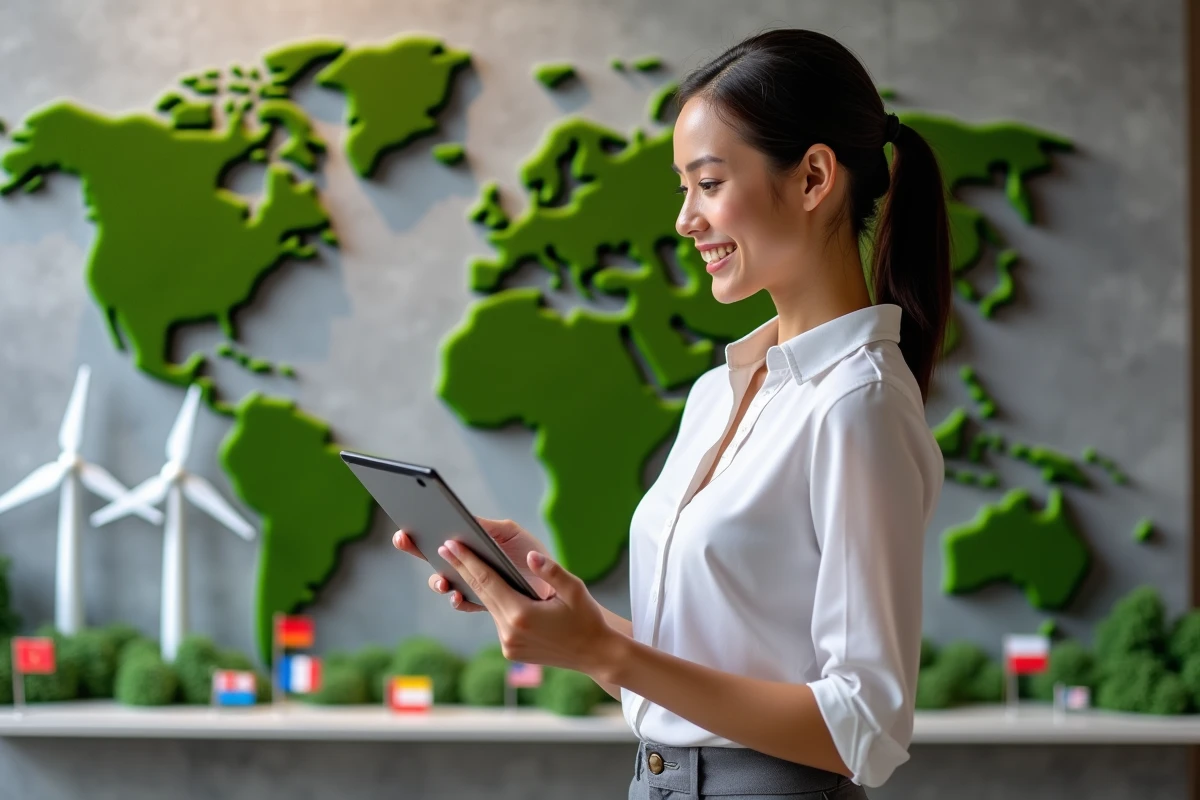 Jeune femme ingénieur en environnement avec tablette