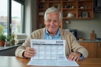 Homme âgé consulte un calendrier de retraite 2026